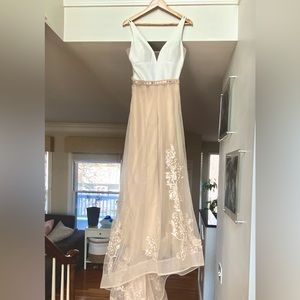 2 in 1 Formal or Bridal Jumpsuit with detachable Champagne-color tulle skirt